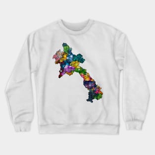 Spirograph Patterned Laos Provinces Map Crewneck Sweatshirt